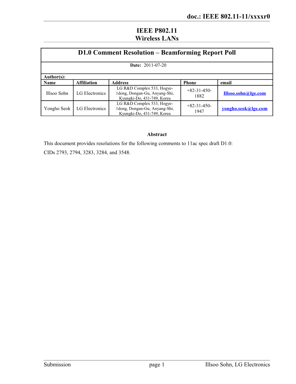 This Document Provides Resolutions for the Following Comments to 11Ac Spec Draft D1.0 s1