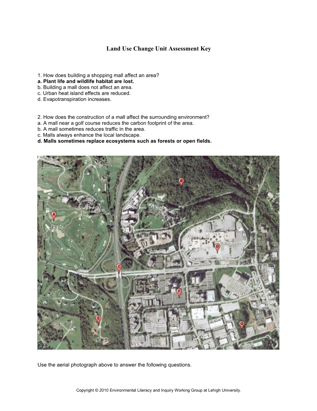 Land Use Change Unit Assessment