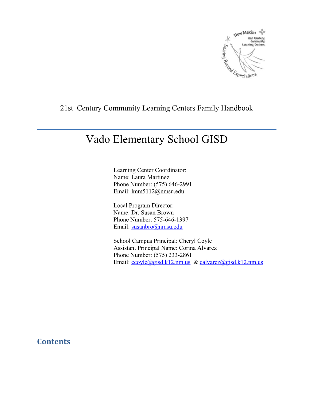21St Century Community Learning Centers Family Handbook