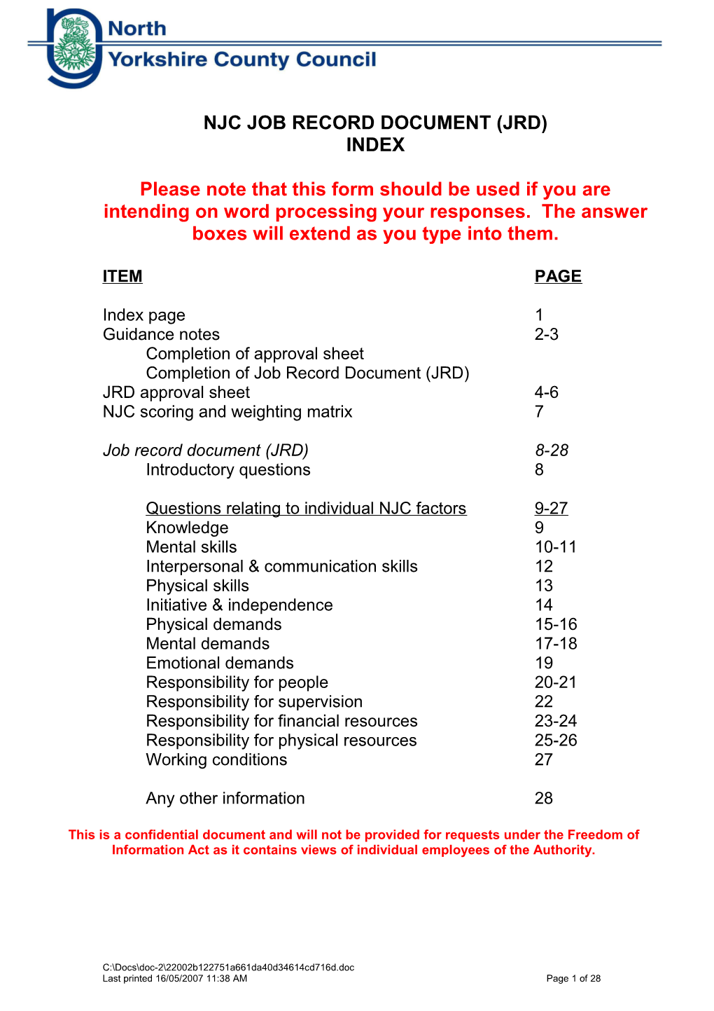 Template for NJC Job Record Document