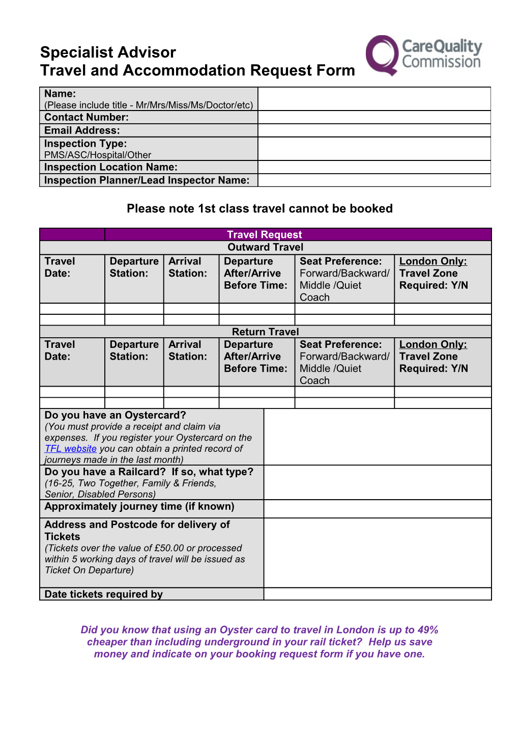 Travel and Accommodation Request Form
