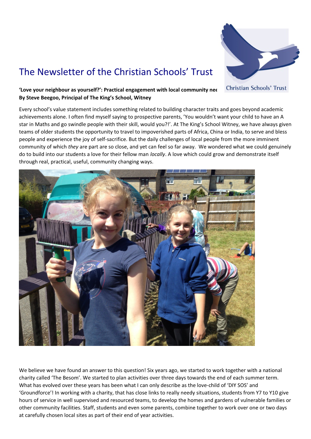 The Newsletter of the Christian Schools Trust