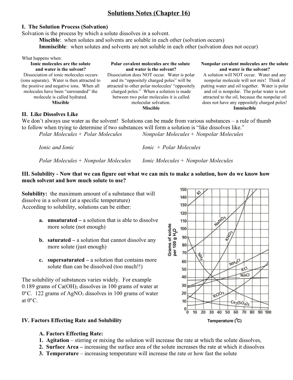 Classification of Matter and Solutions Notes