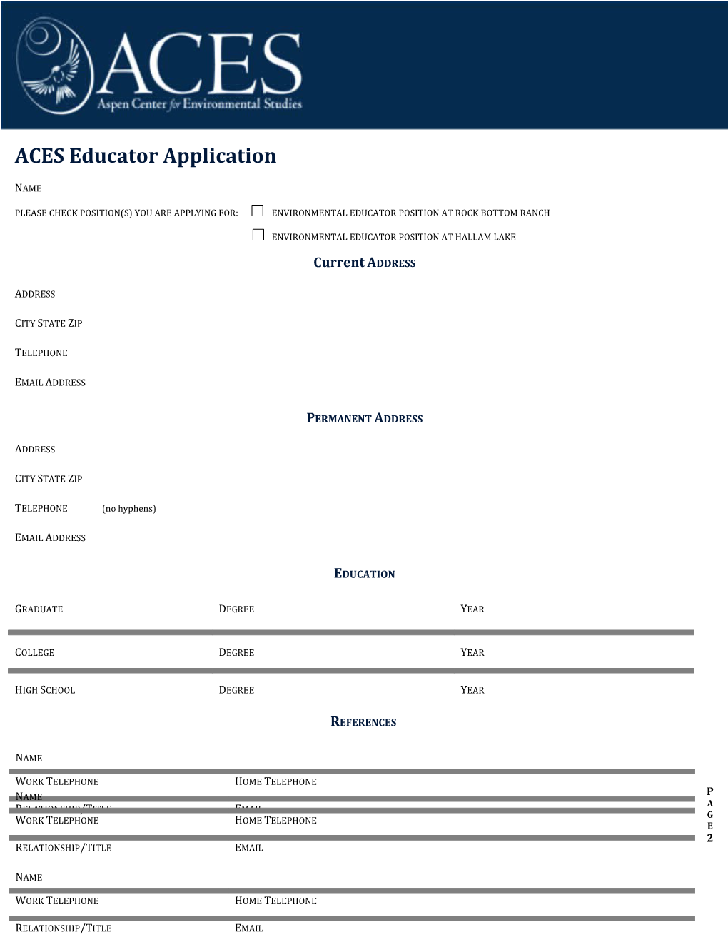 ACES Educator Application