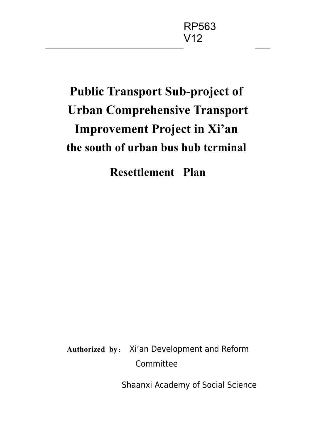 Public Transport Sub-Project Of