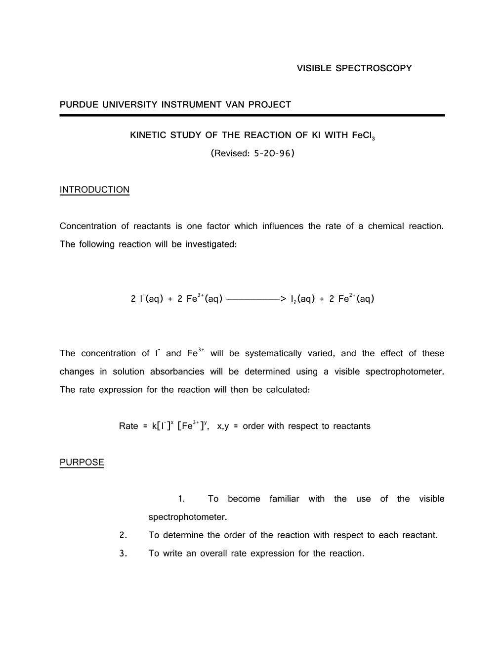 KINETIC STUDY of the REACTION of KI with Fecl3