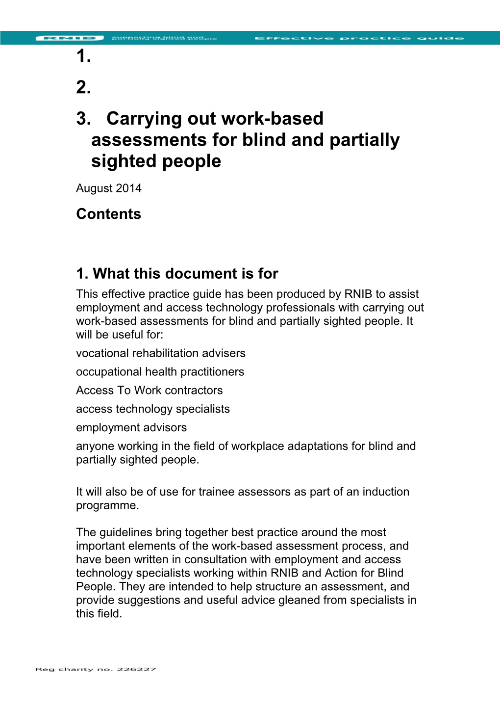 Carrying out Work-Based Assessments for Blind and Partially Sighted People