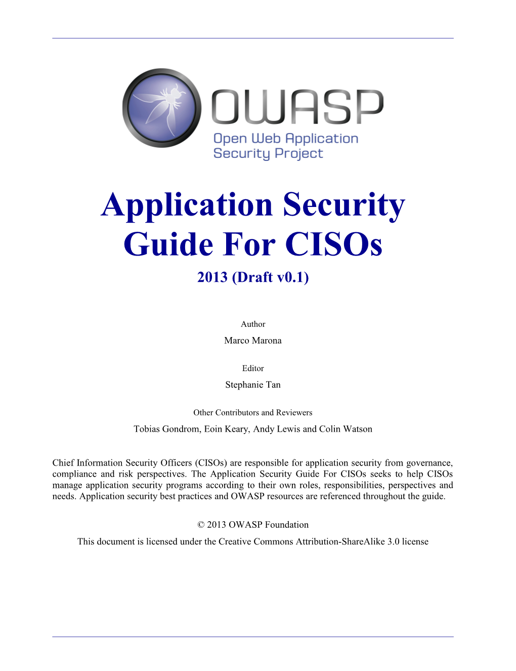OWASP Application Security Guide for Cisos