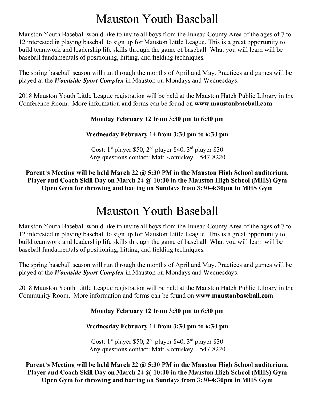 Mauston Youth Baseball