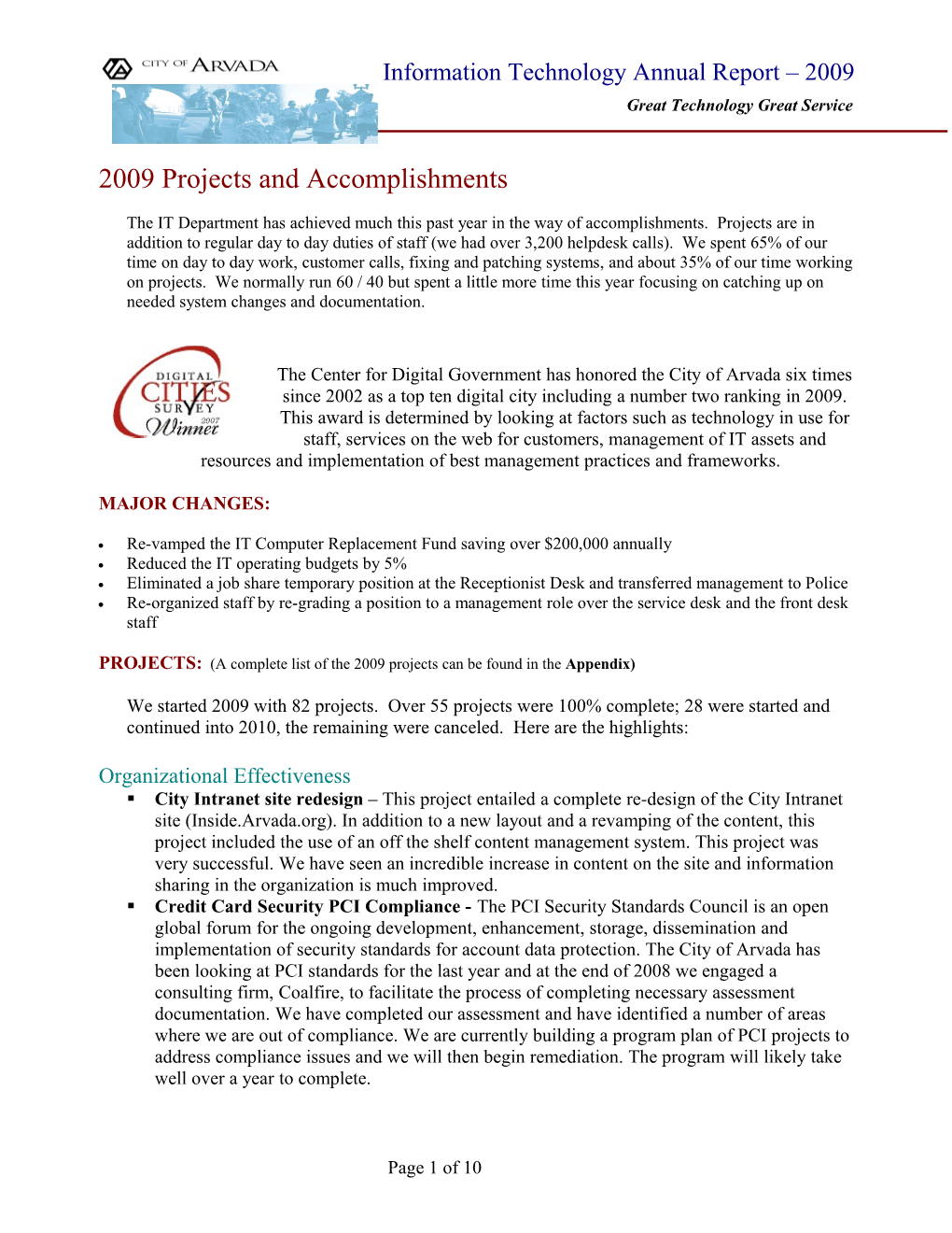 2008 Projects and Accomplishments