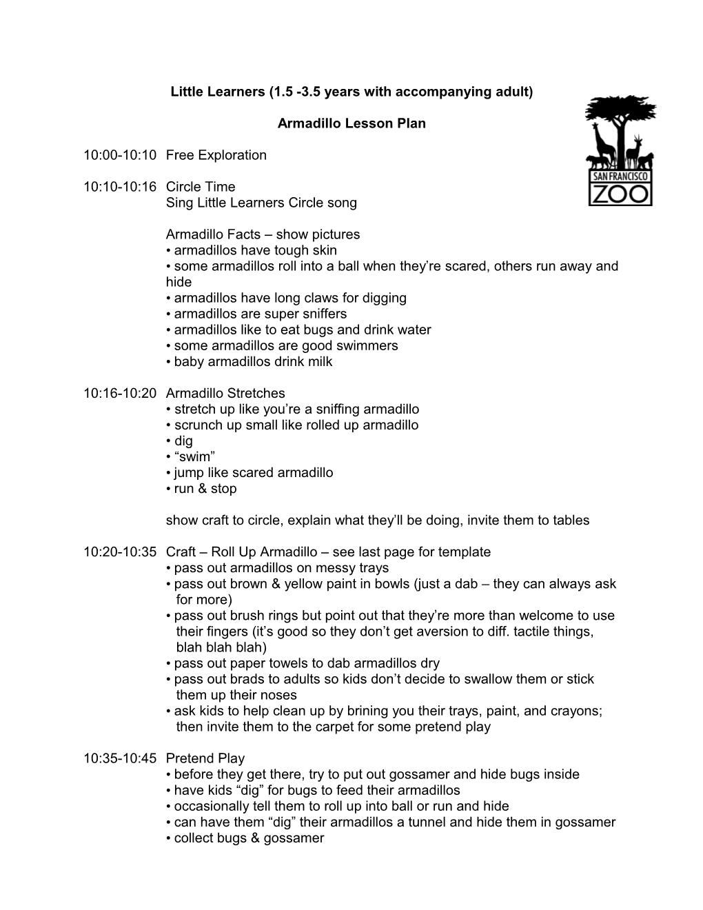 Little Learners Squirrel Monkey Lesson Plan