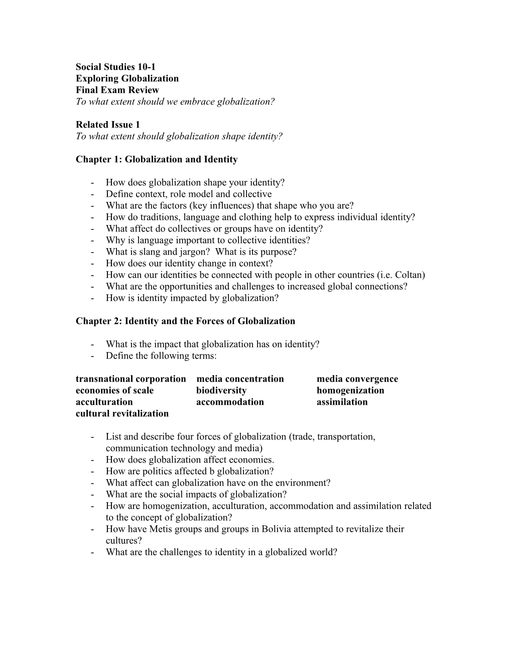 Social Studies 10-1