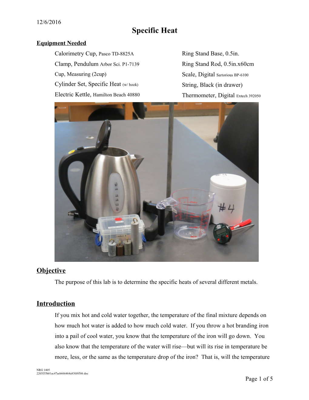 Specific Heat