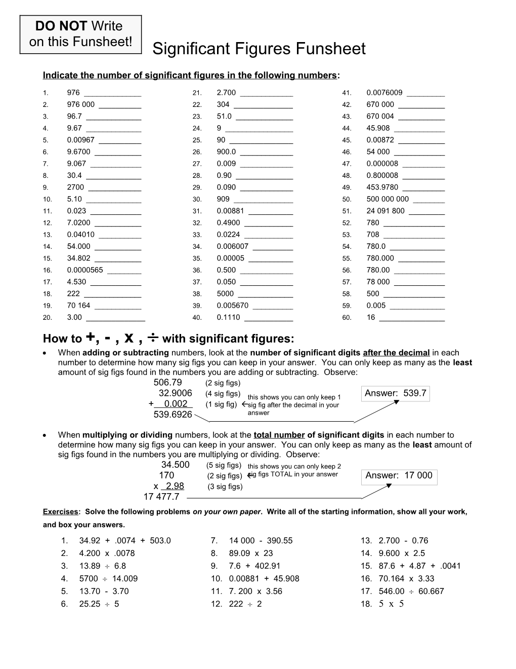 Indicate the Number of Significant Figures in the Following Numbers