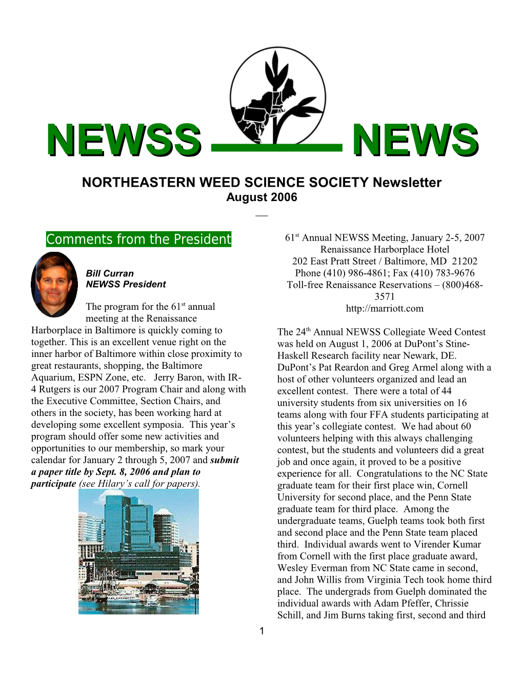 NORTHEASTERN WEED SCIENCE SOCIETY Newsletter