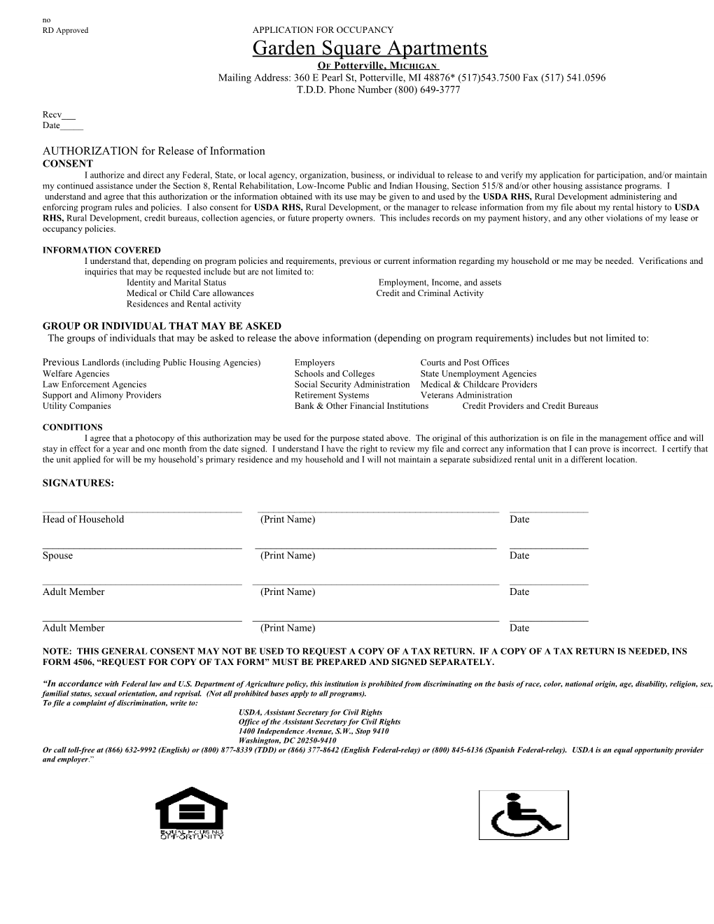 RD Approvedapplication for OCCUPANCY