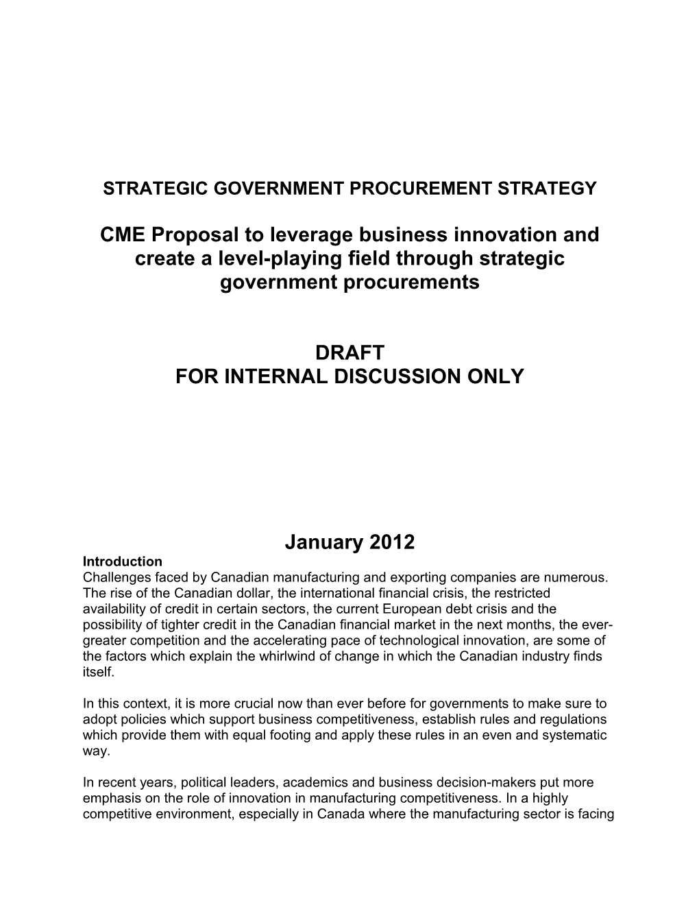 Strategic Government Procurement Strategy