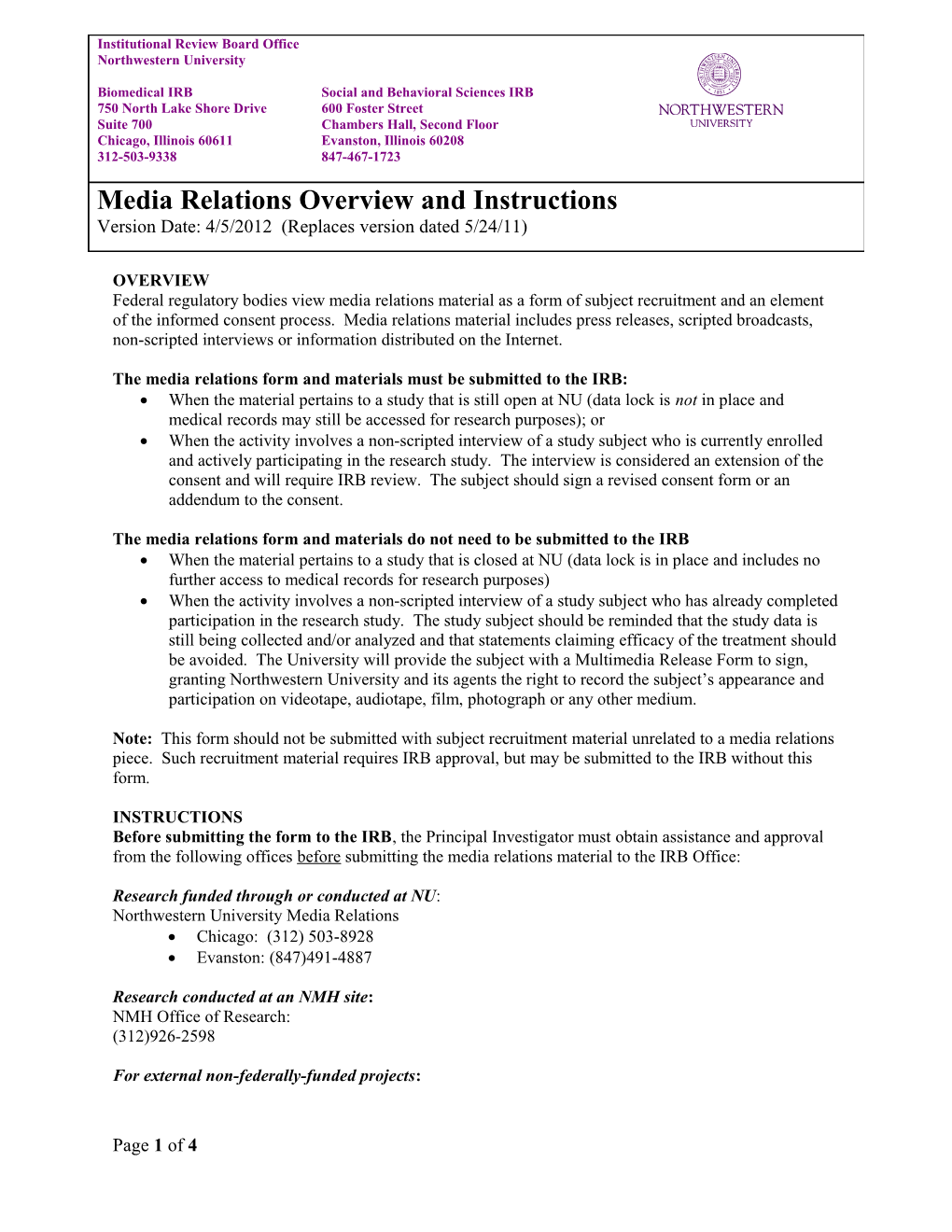 Media Relations Form and Instructions s1