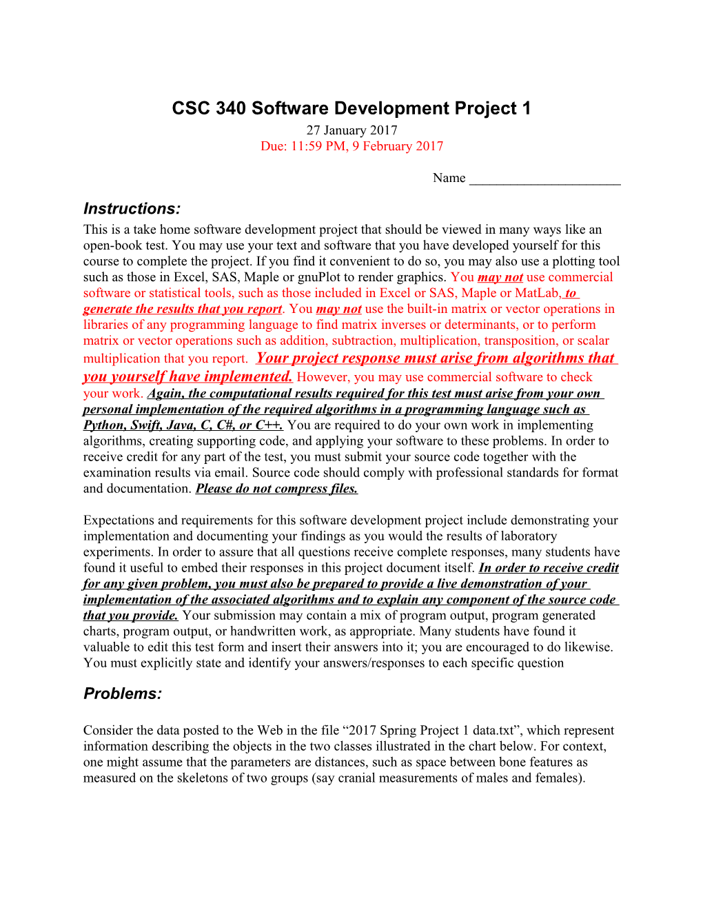 CSC 340 Software Development Project 1