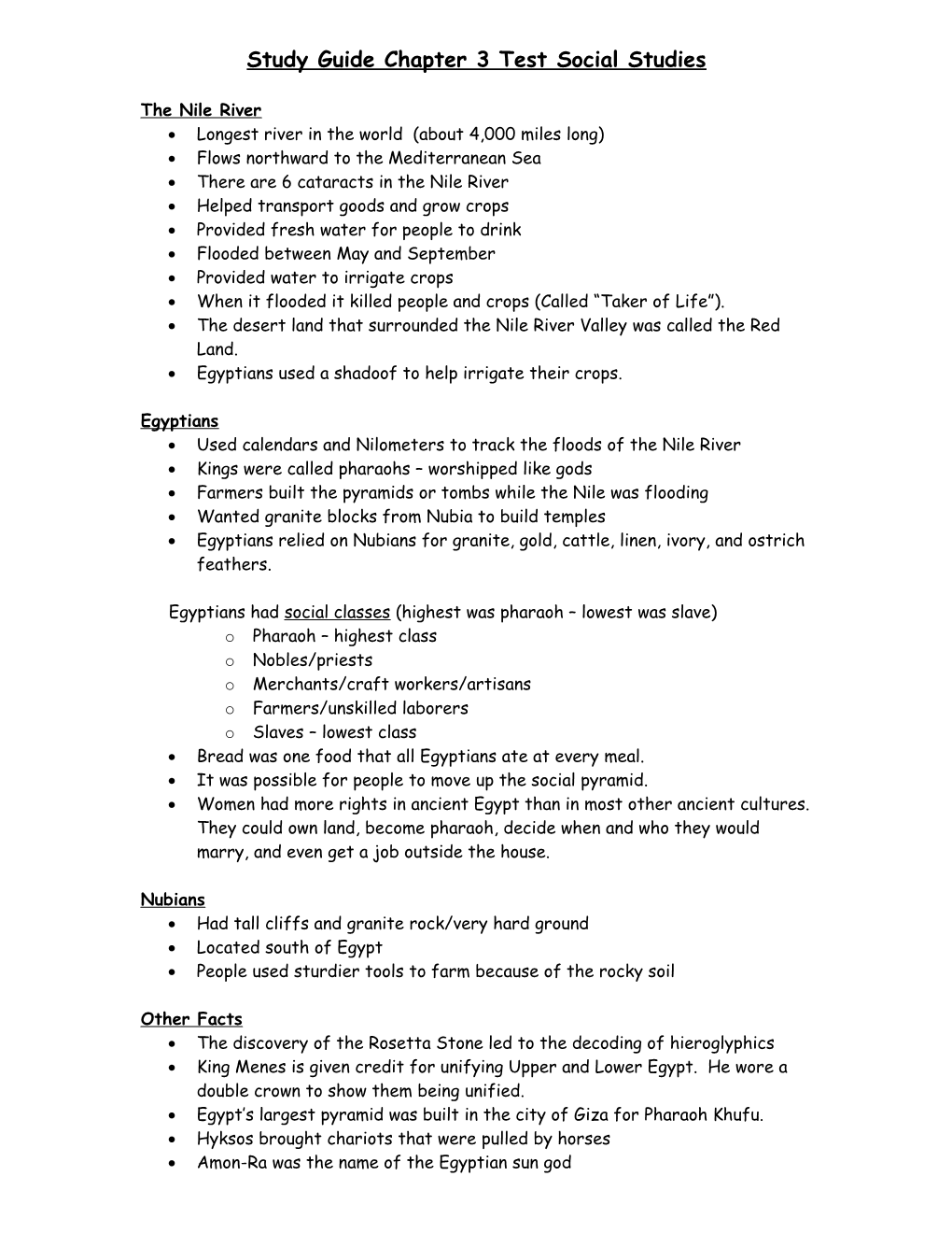 Study Guide Chapter 3 Test Social Studies