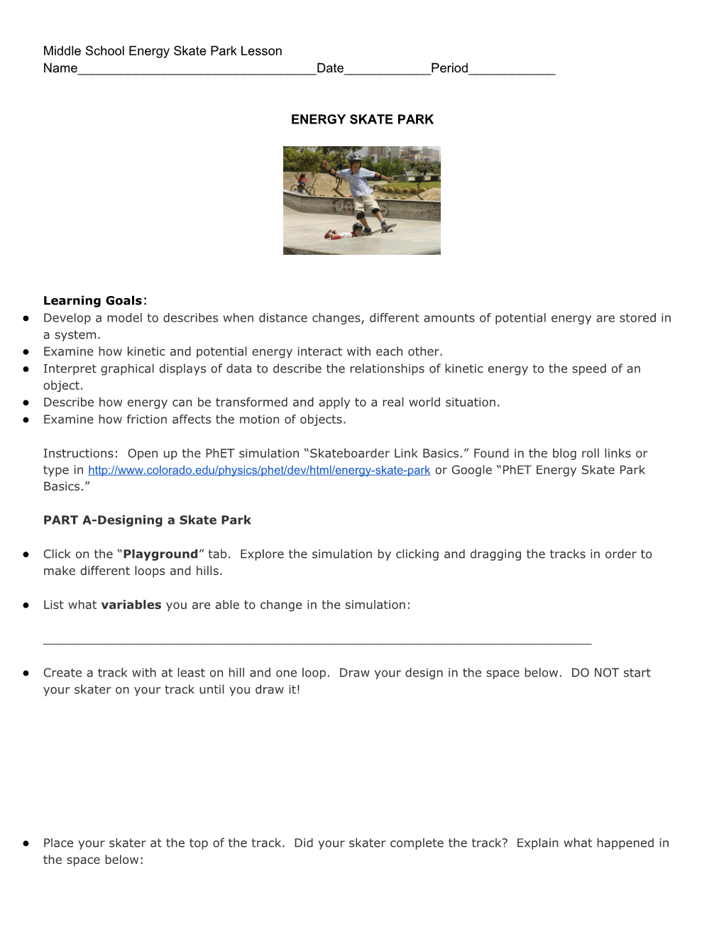 Middle School Energy Skate Park Lesson s1