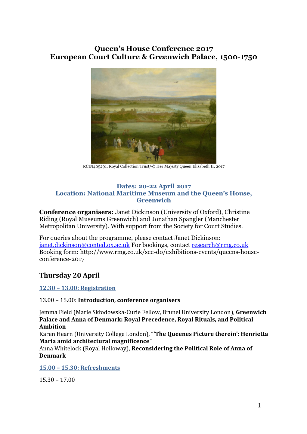 Queen S House Conference 2017 European Court Culture & Greenwich Palace, 1500-1750