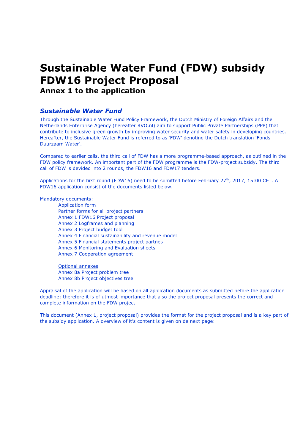 FDW16 Annex 1 Project Proposal