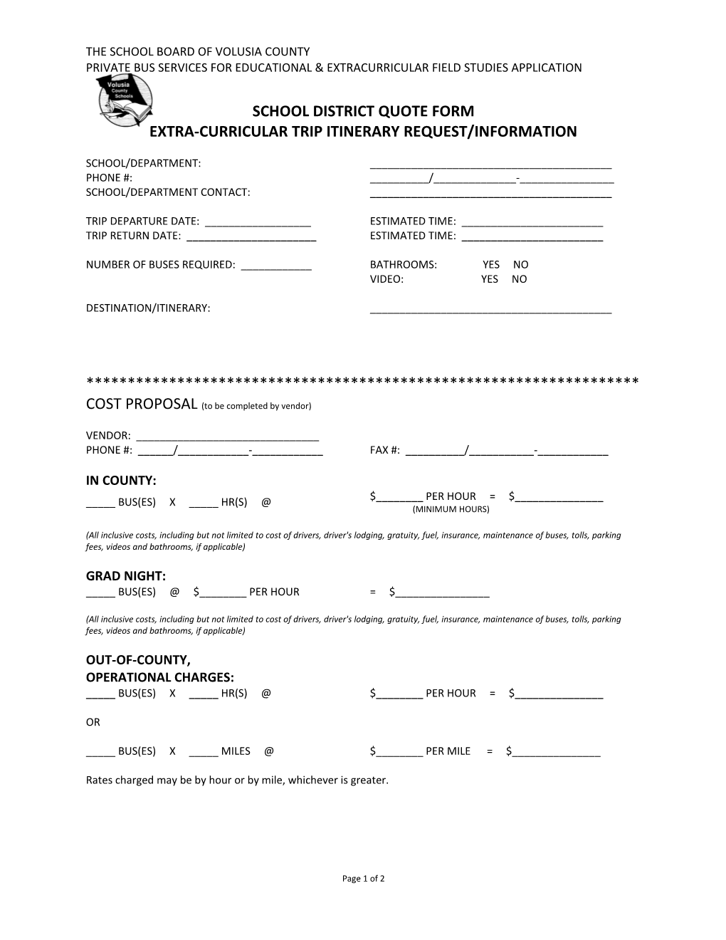 School District Quote Form