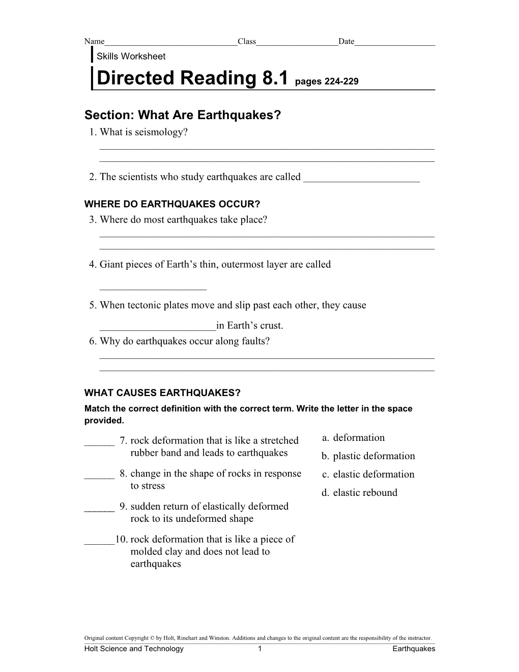 Section: What Are Earthquakes?