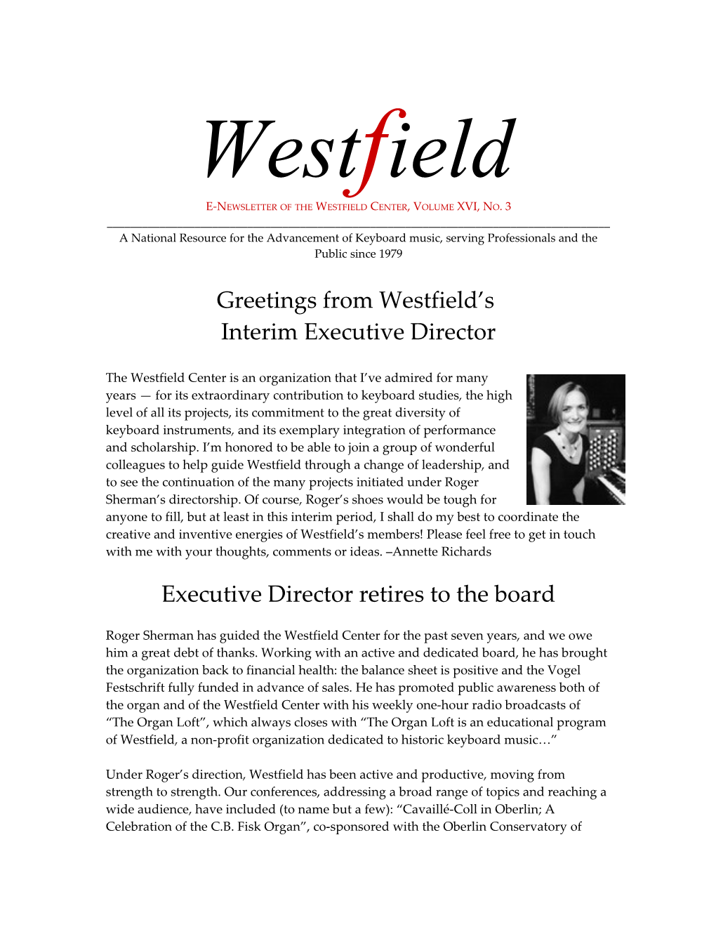 E-Newsletter of the Westfield Center, Volume XVI, No. 3