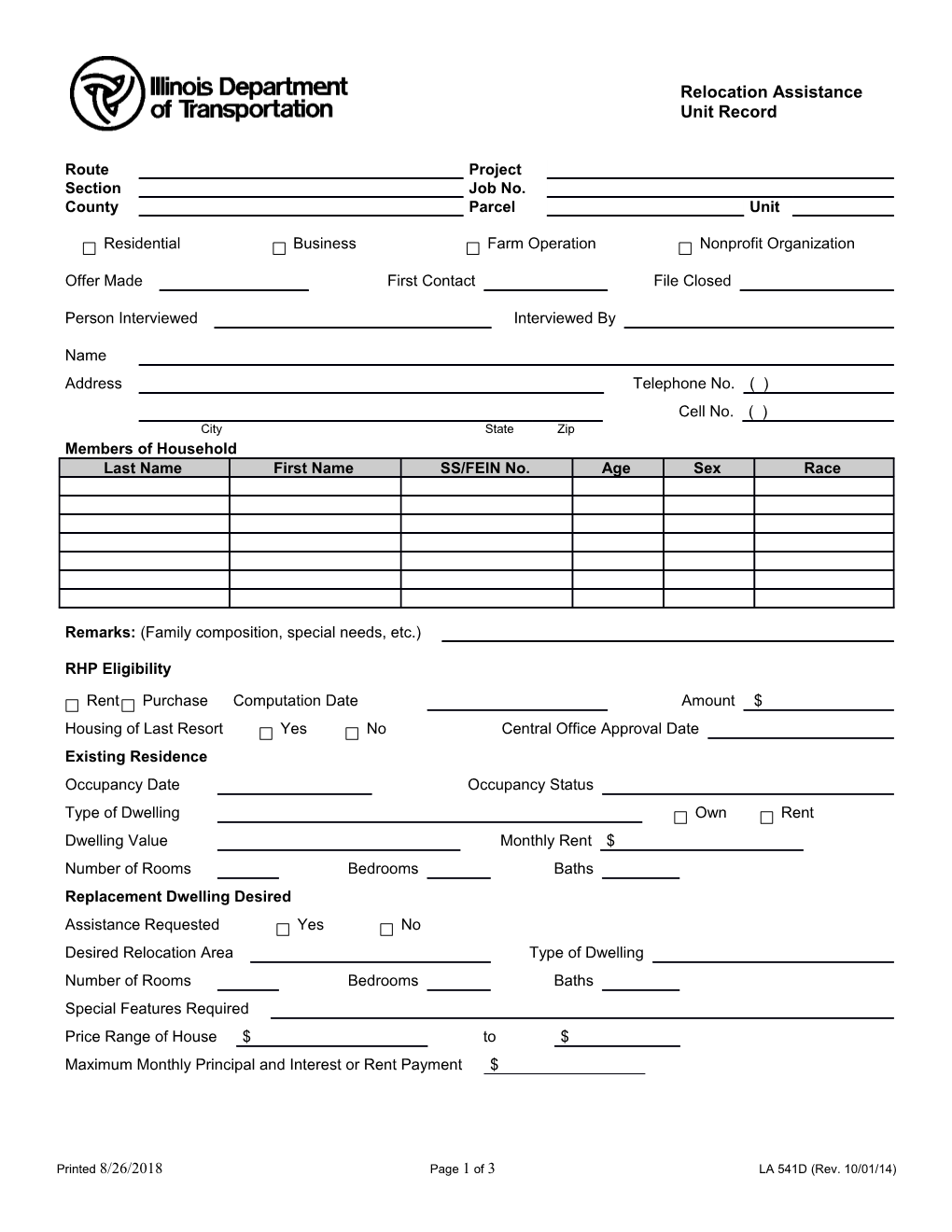 Relocation Assistance Unit Record