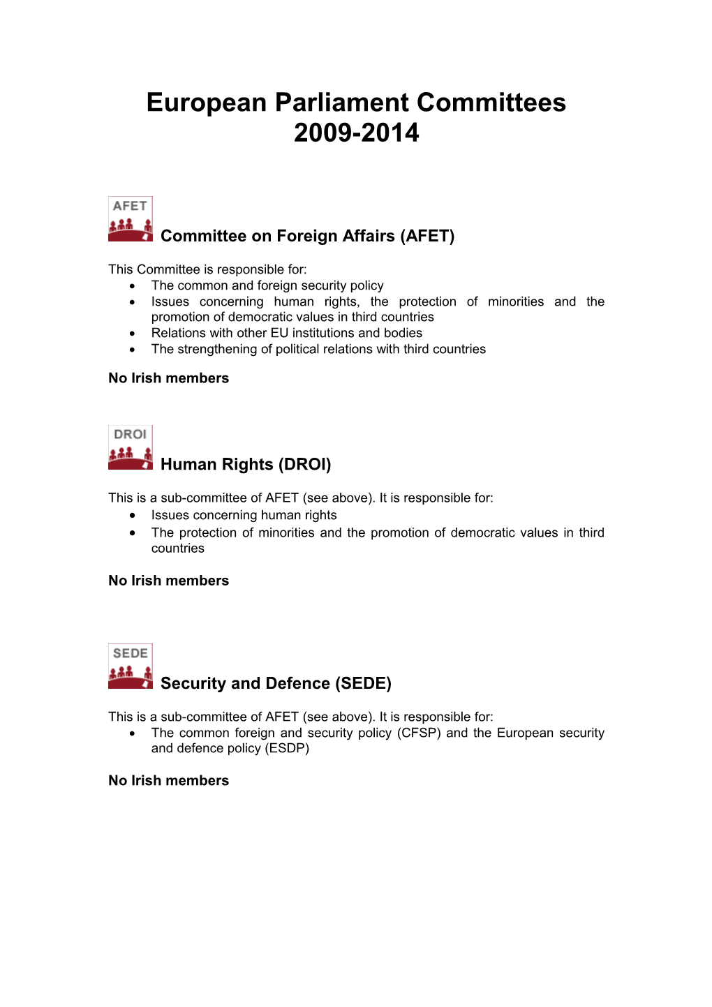 Committee on Foreign Affairs (AFET)