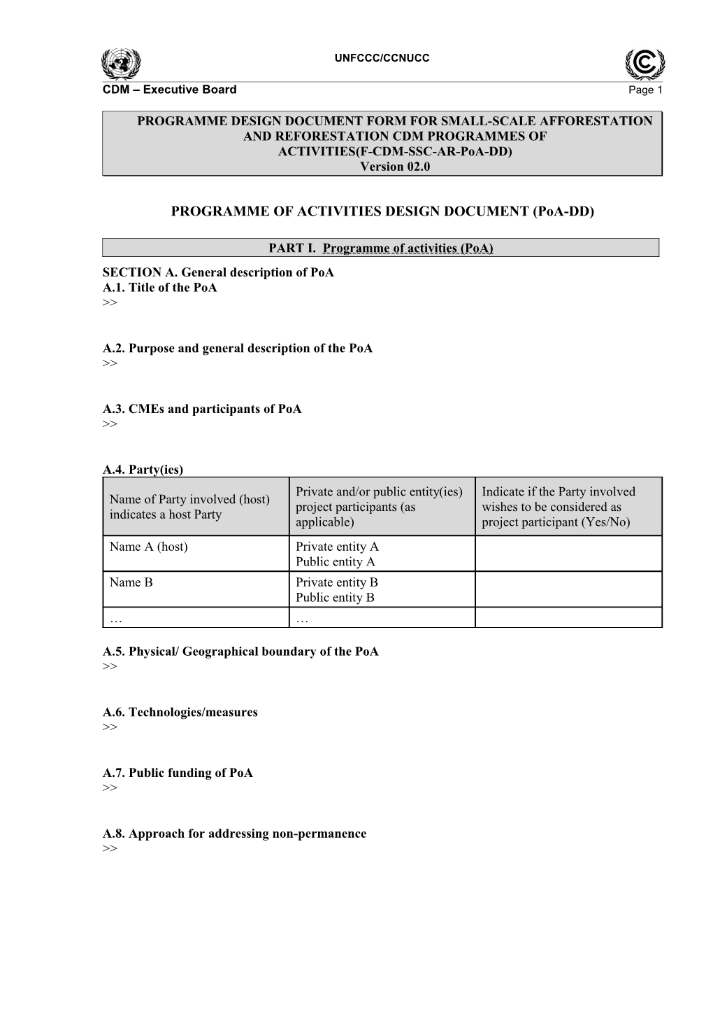 F-CDM-SSC-AR-Poa-DD: Programme Design Document Form for Small-Scale Afforestation And