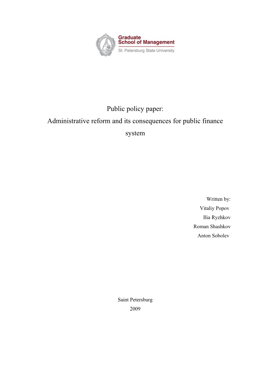 Administrative Reform and Its Consequences for Public Finance System