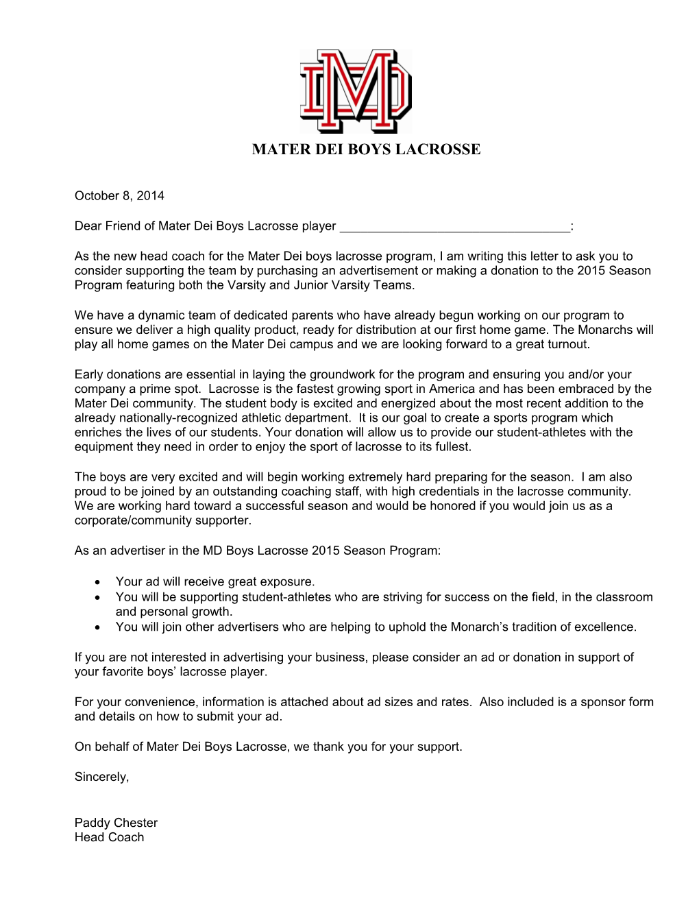 2014 Sponsor Request Letter LAX