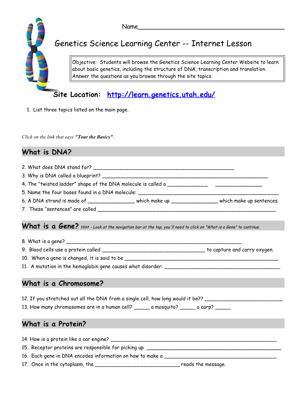 Basic Genetics Internet Lesson Plan