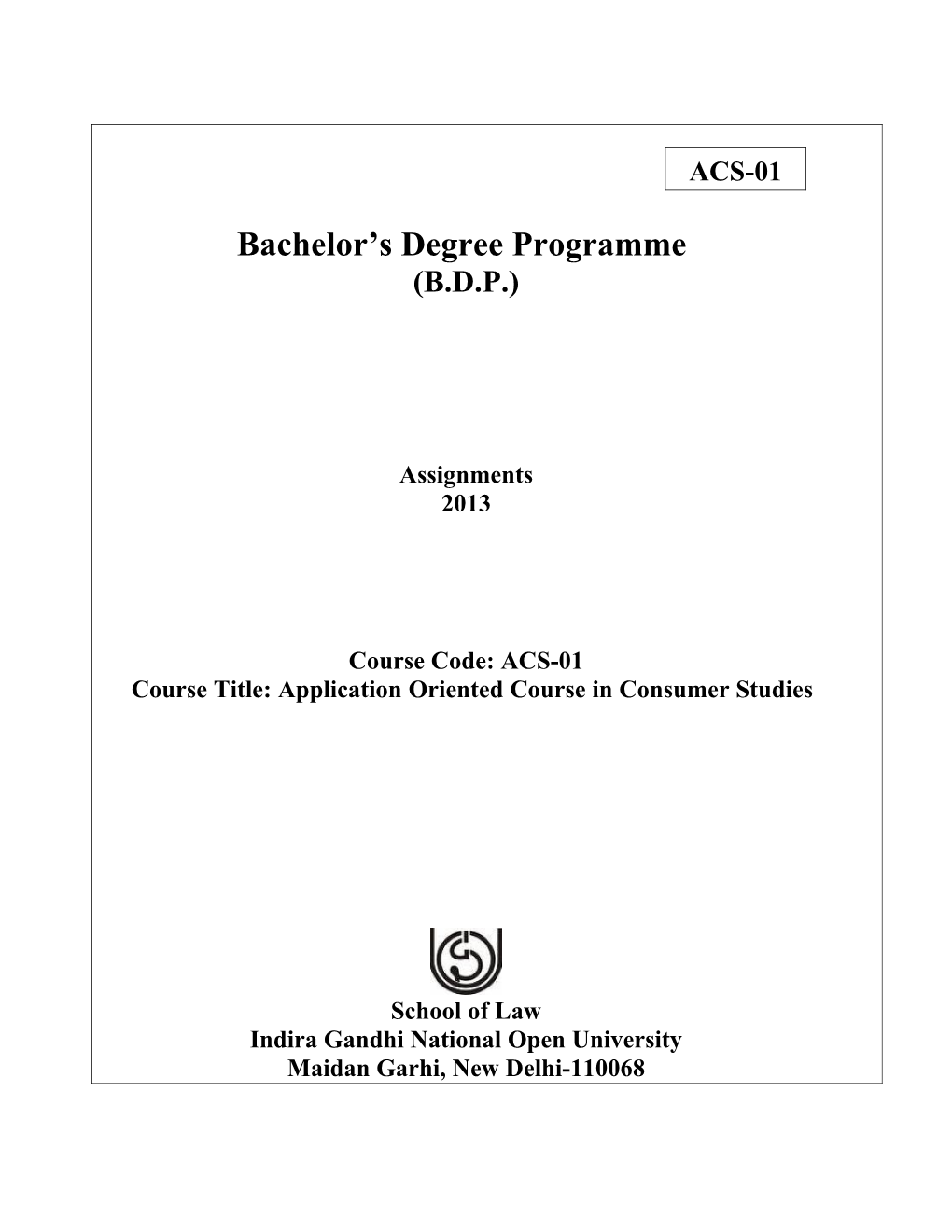 Bachelor S Degree Programme