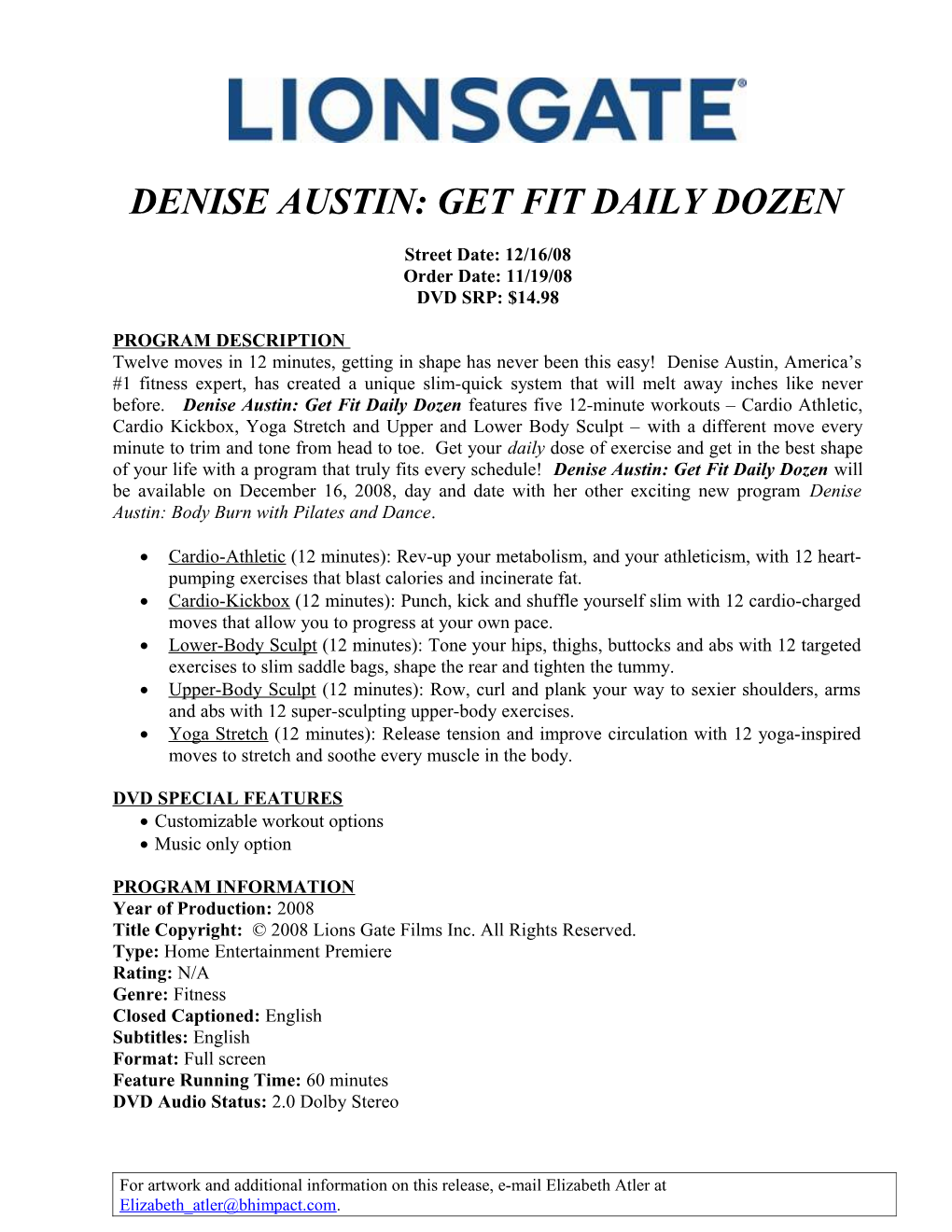 Denise Austin: GET FIT DAILY DOZEN