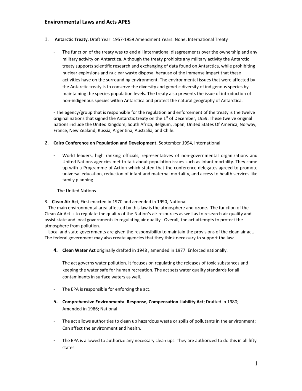 Environmental Laws and Acts APES