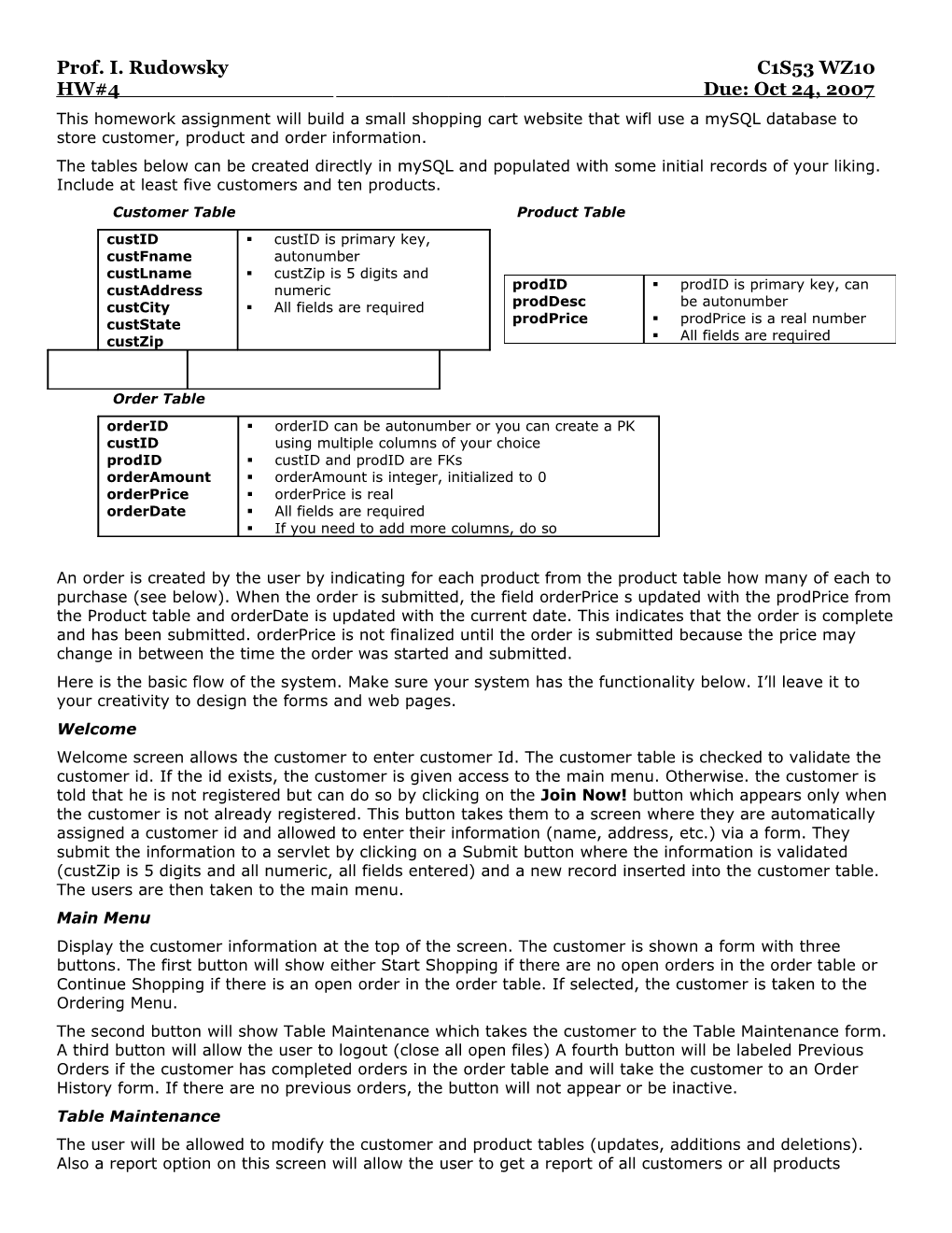 This Homework Assignment Will Build a Small Shopping Cart Website That Wifl Use a Mysql