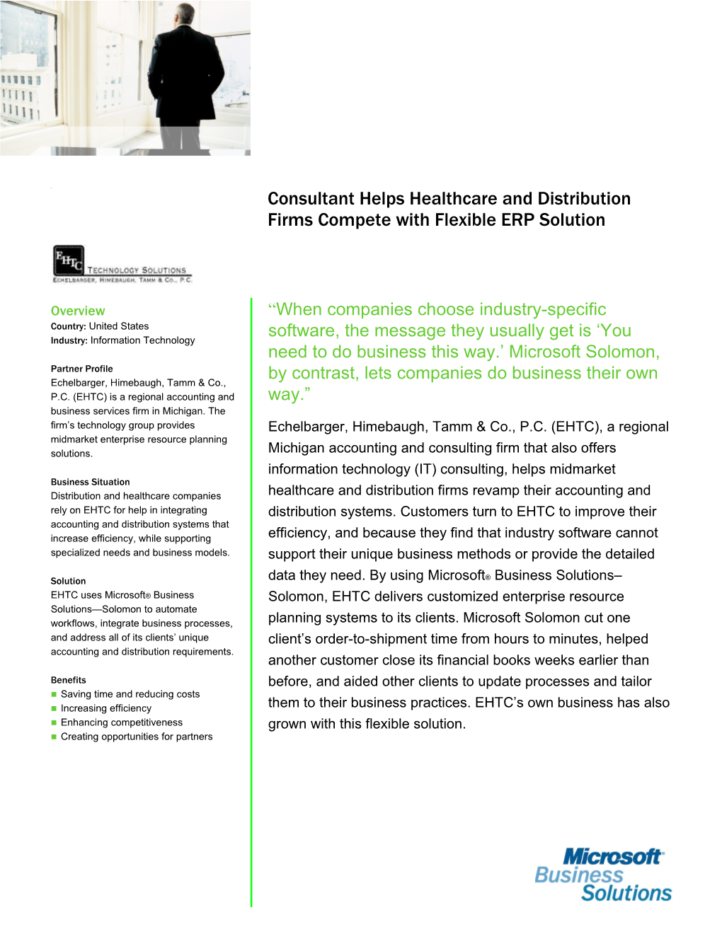 Consultant Helps Healthcare and Distribution Firms Compete with Flexible ERP Solution