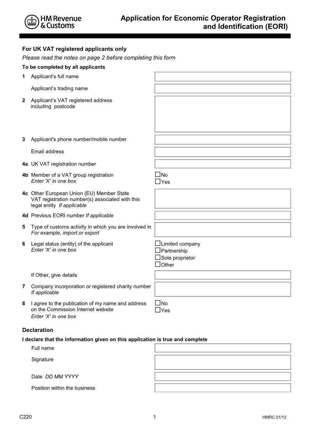 Please Read the Notes on Page 2 Before Completing This Form