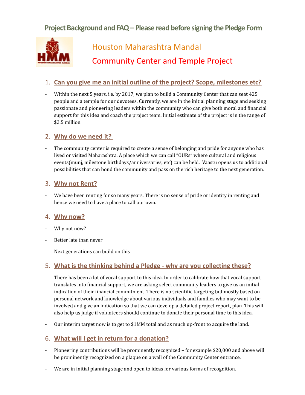 Community Center and Temple Project