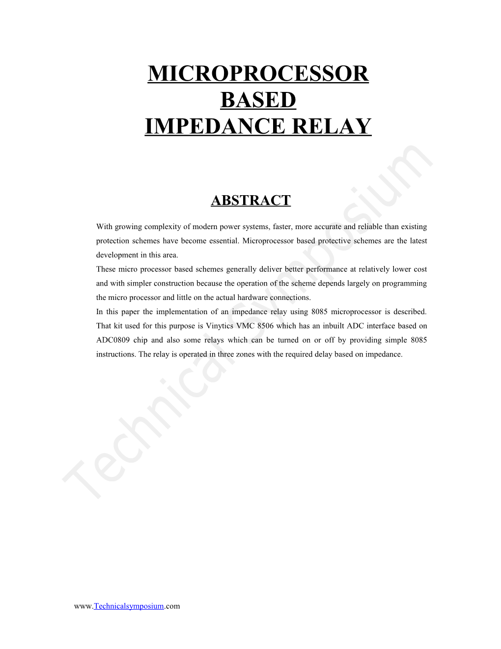 Operrating Priciple of the Impedance Relay