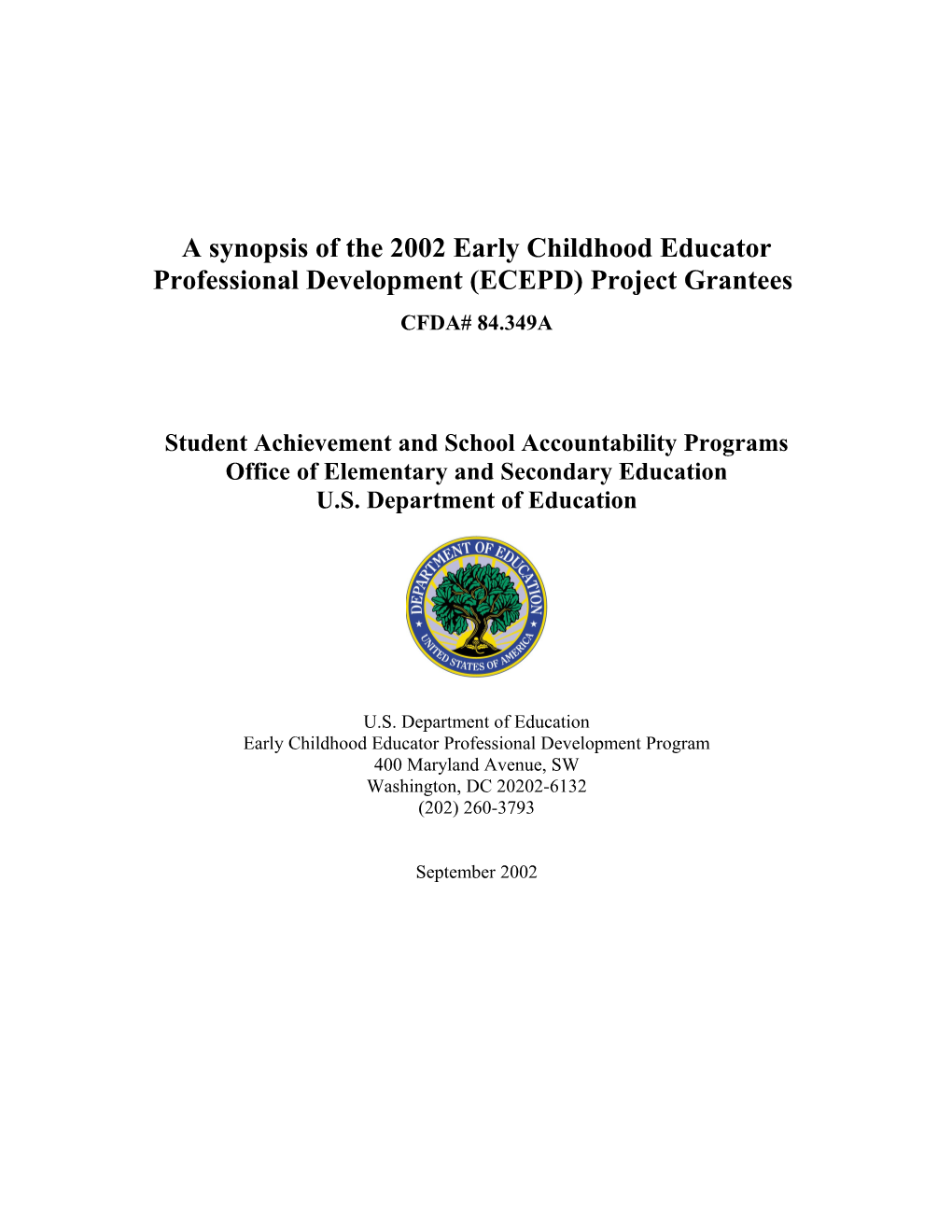2002 Early Childhood Educator Professional Development (ECEPD) Project Grantees (MS WORD)