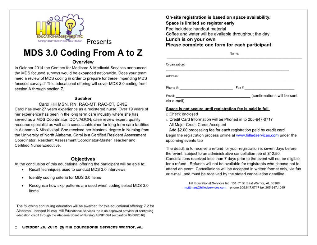 MDS 3.0Coding from a to Z