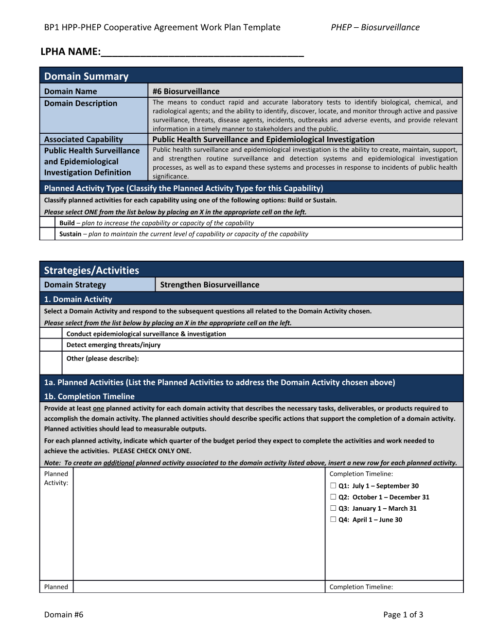 BP1 HPP-PHEP Cooperative Agreement Work Plan Template PHEP Biosurveillance