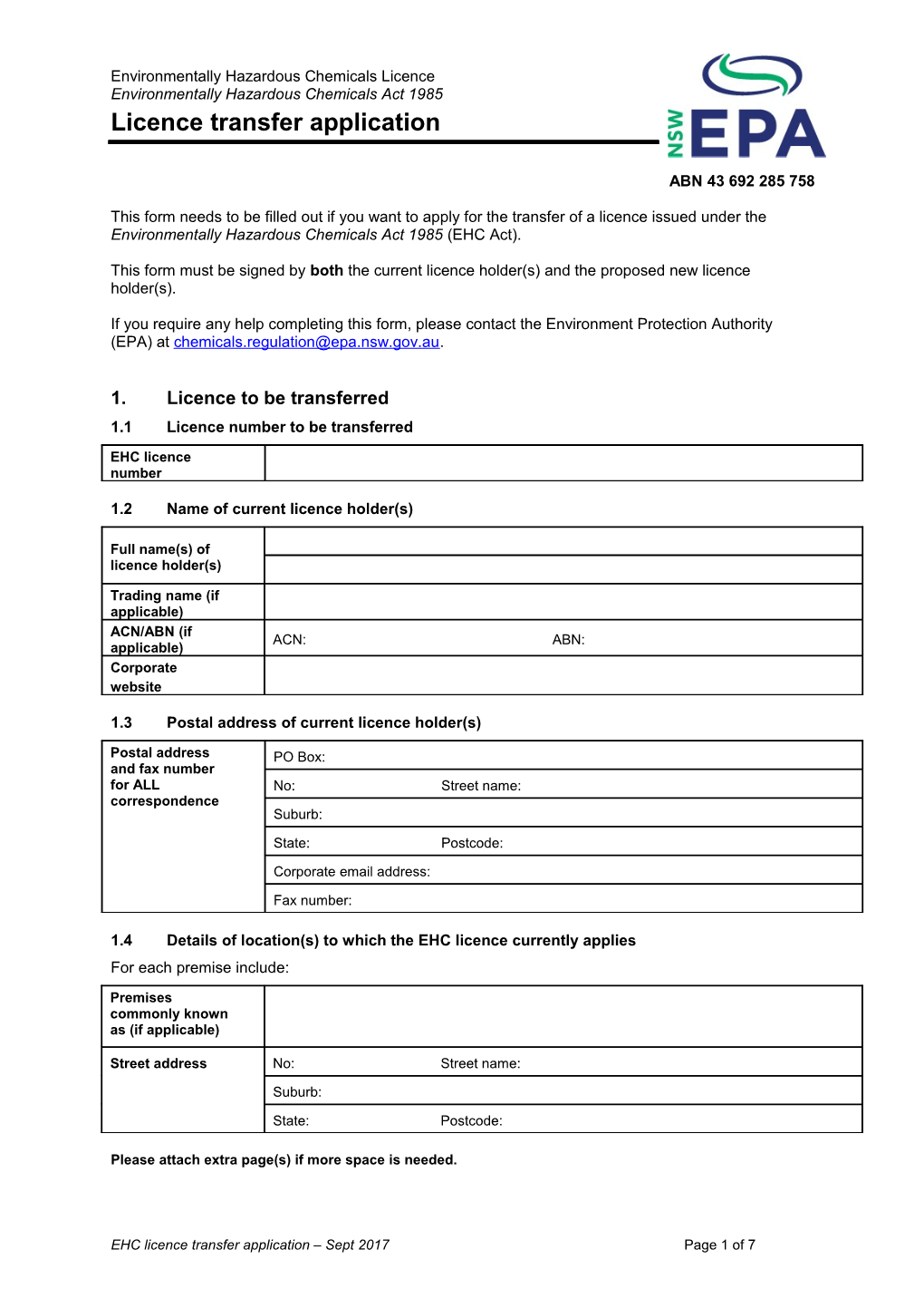 Licence Application Form Premises