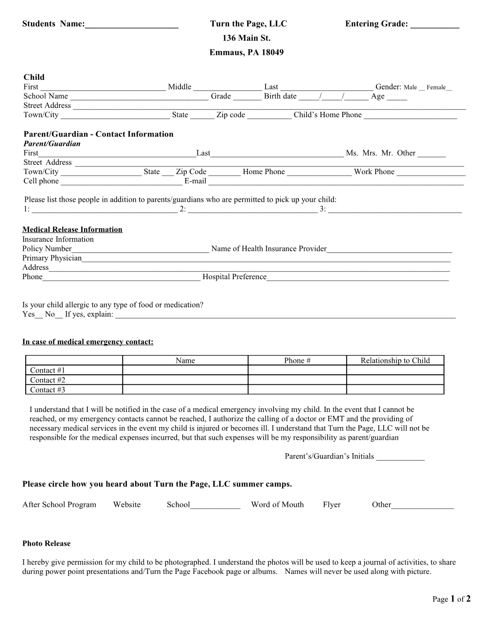 Day Camp Registration Form s1