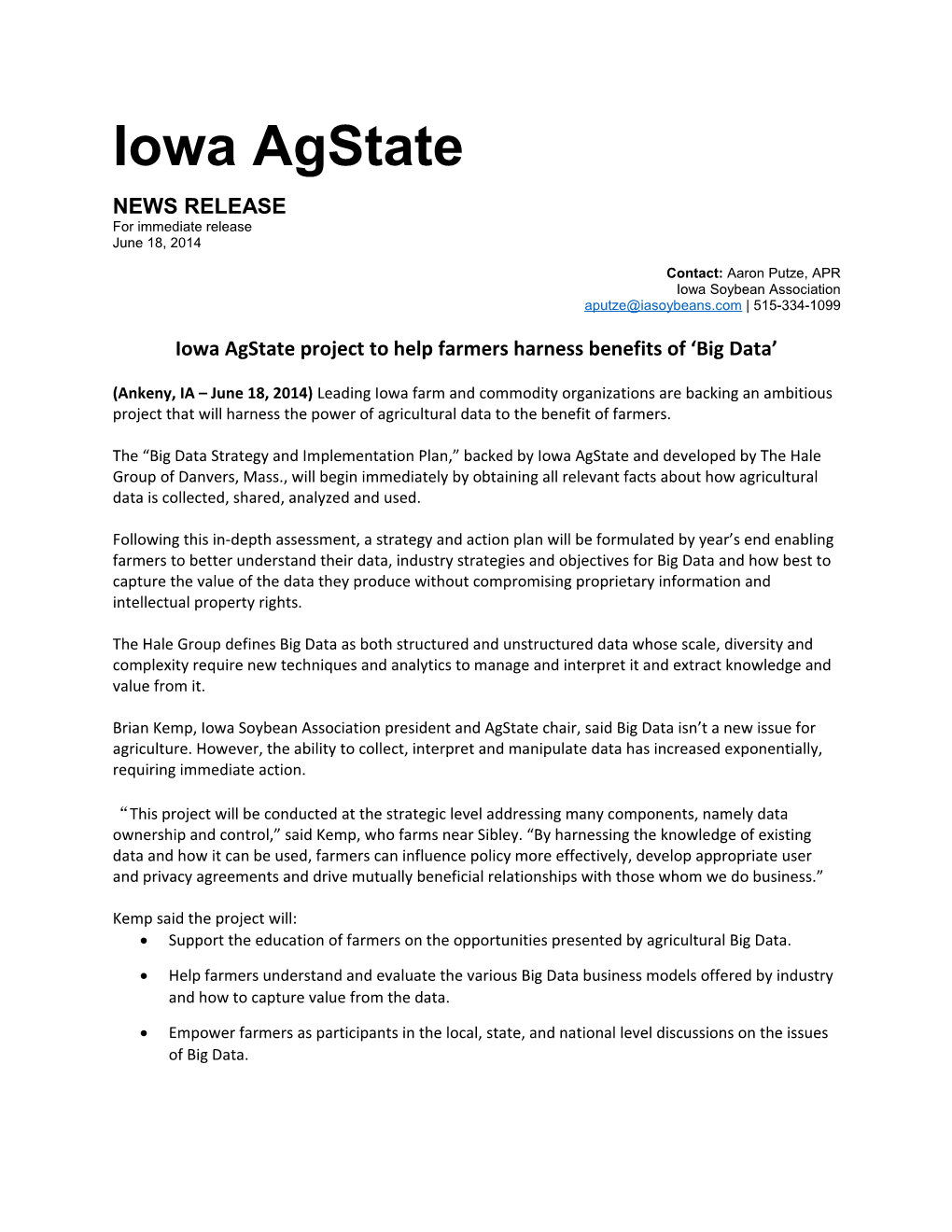 Iowa Agstate Project to Help Farmers Harness Benefits of Big Data